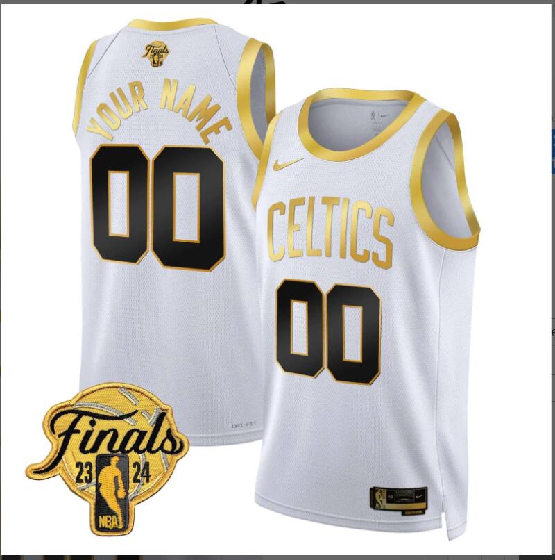Men Boston Celtics 2024 Finals Patch Swingman Custom white NBA Jersey->customized nfl jersey->Custom Jersey